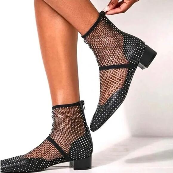 Jeffrey Campbell Magic Hour Mesh Heel Mary Jane Ballet Flat Booties - Picture 1 of 8